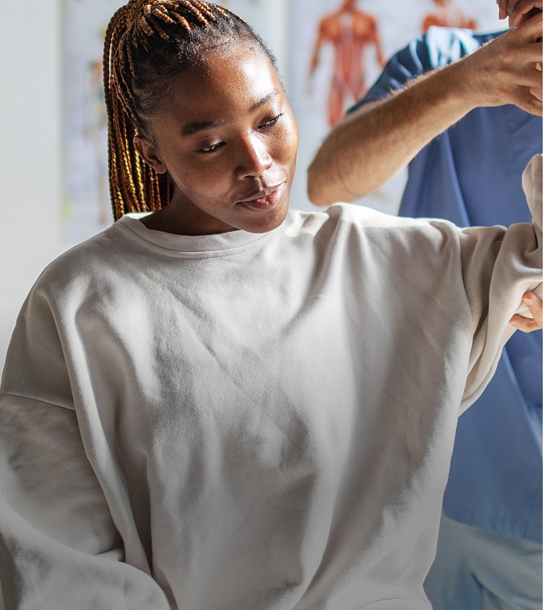 Woman receiving care in a medical setting.